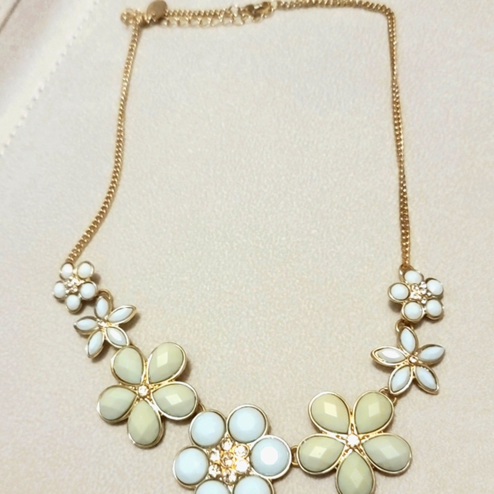 Blue tone flowers statement necklace from Claire's